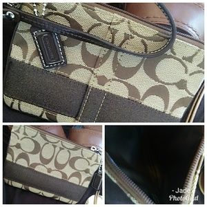 Coach Brown Signature Wristlet